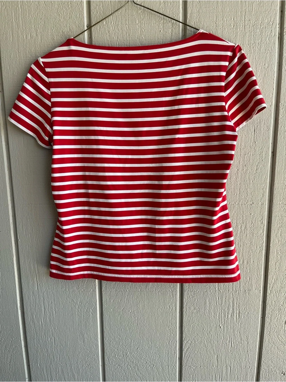 Saint James Etrille Breton T-Shirt in Red White Stripes - Picture 4 of 6